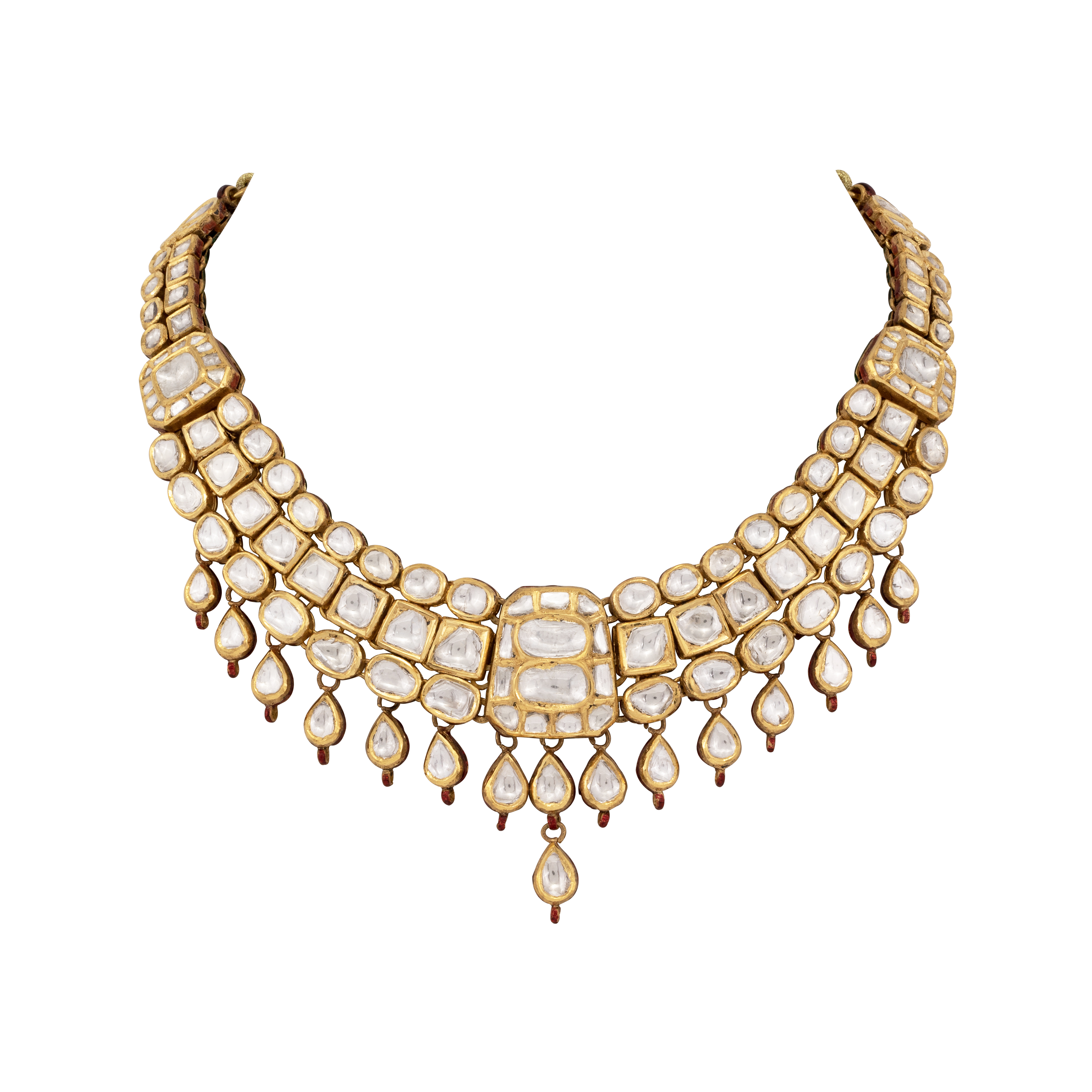 Gold Polki Choker with Pear-Shaped Drops